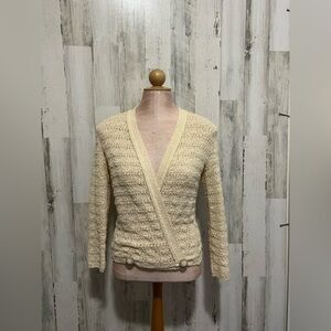 VINTAGE LeRoy Butter‎ cream Cardigan Size small see measurements